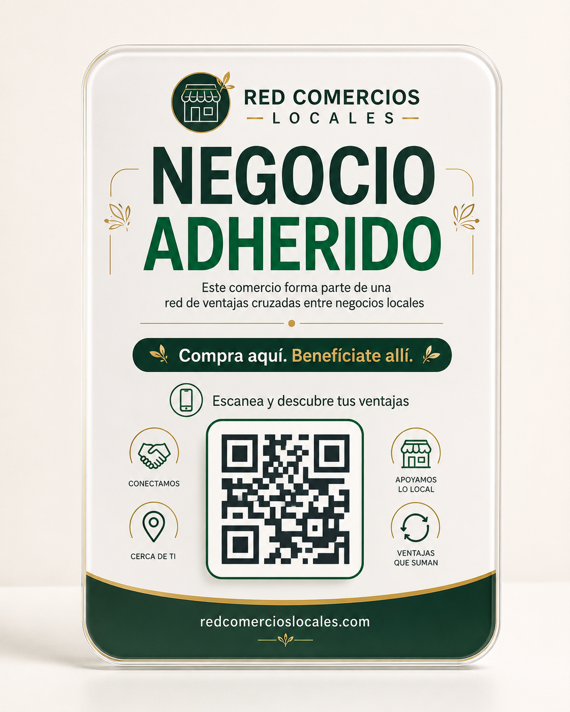 Placa de negocio adherido a Red Comercios Locales